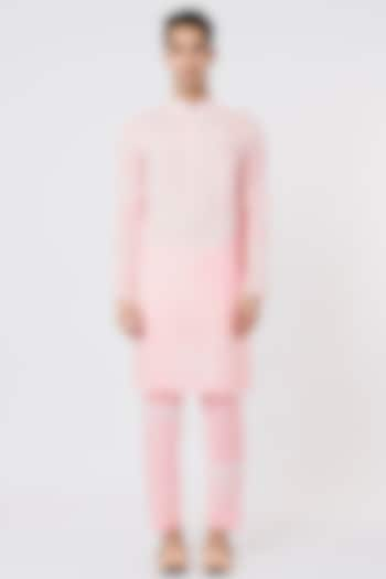 Baby Pink Tie-Dyed Kurta Set by AGRAJAIN at Pernia's Pop Up Shop