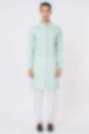 Light Blue Hand Embroidered Kurta Set by AGRAJAIN at Pernia's Pop Up Shop