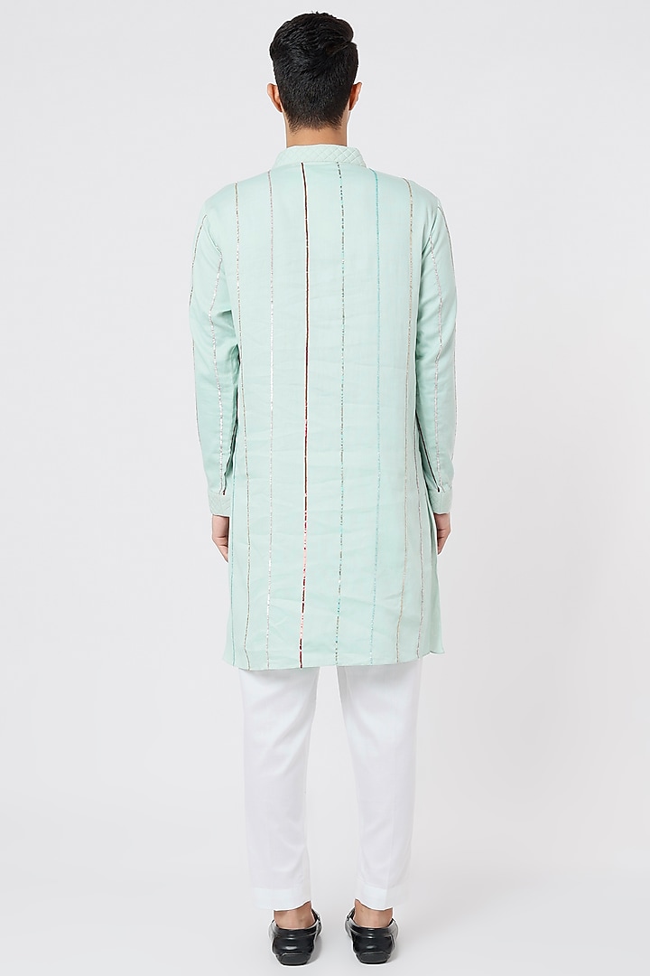 Light Blue Hand Embroidered Kurta Set by AGRAJAIN at Pernia's Pop Up Shop