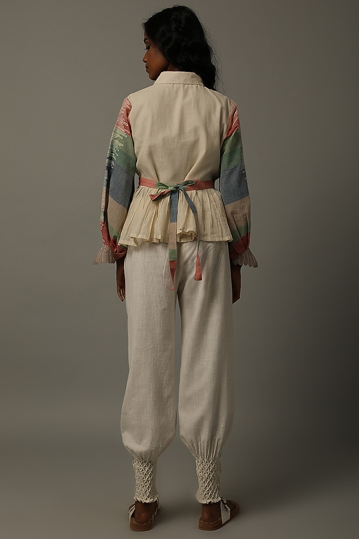 Ivory Jamdani Top With Pants by AMITA GUPTA SUSTAINABLE at Pernia's Pop Up Shop