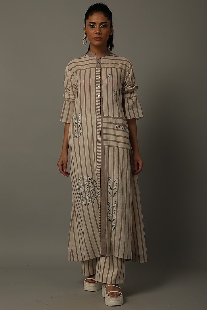 Mud Embroidered Tunic With Trousers by AMITA GUPTA SUSTAINABLE