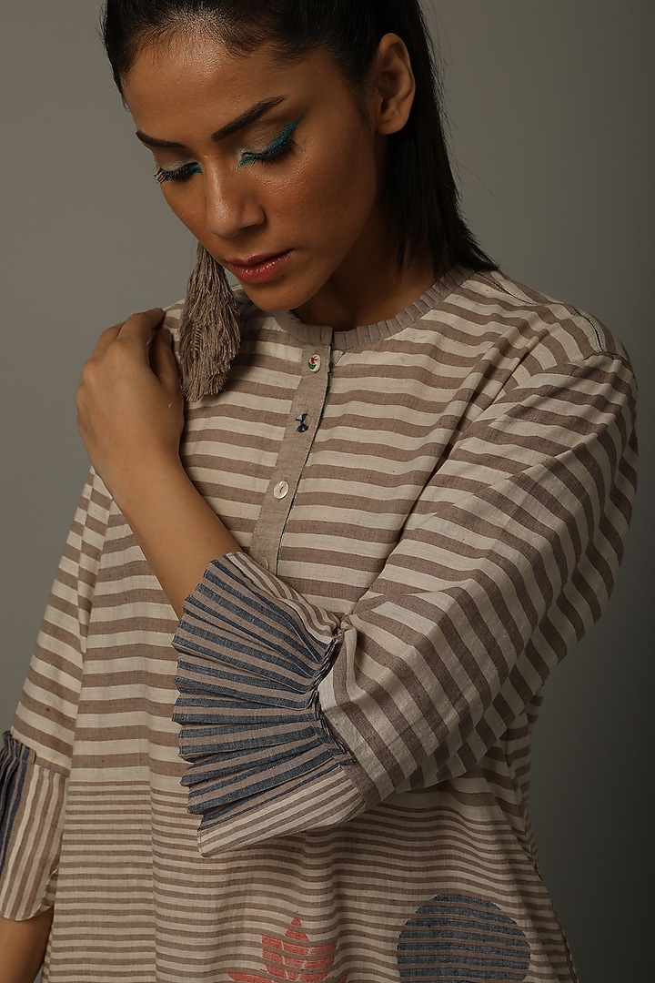 Mud Striped Tunic With Pants by AMITA GUPTA SUSTAINABLE at Pernia's Pop Up Shop