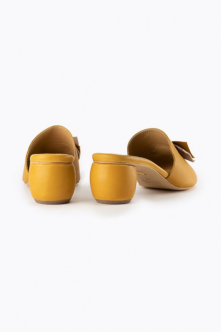 Yellow Handmade Leather Mules by Augustha at Pernia's Pop Up Shop