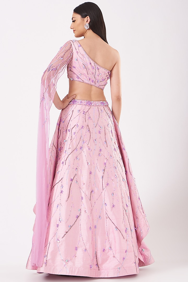 Blush Pink Embroidered Wedding Lehenga Set by AMIT GT at Pernia's Pop Up Shop
