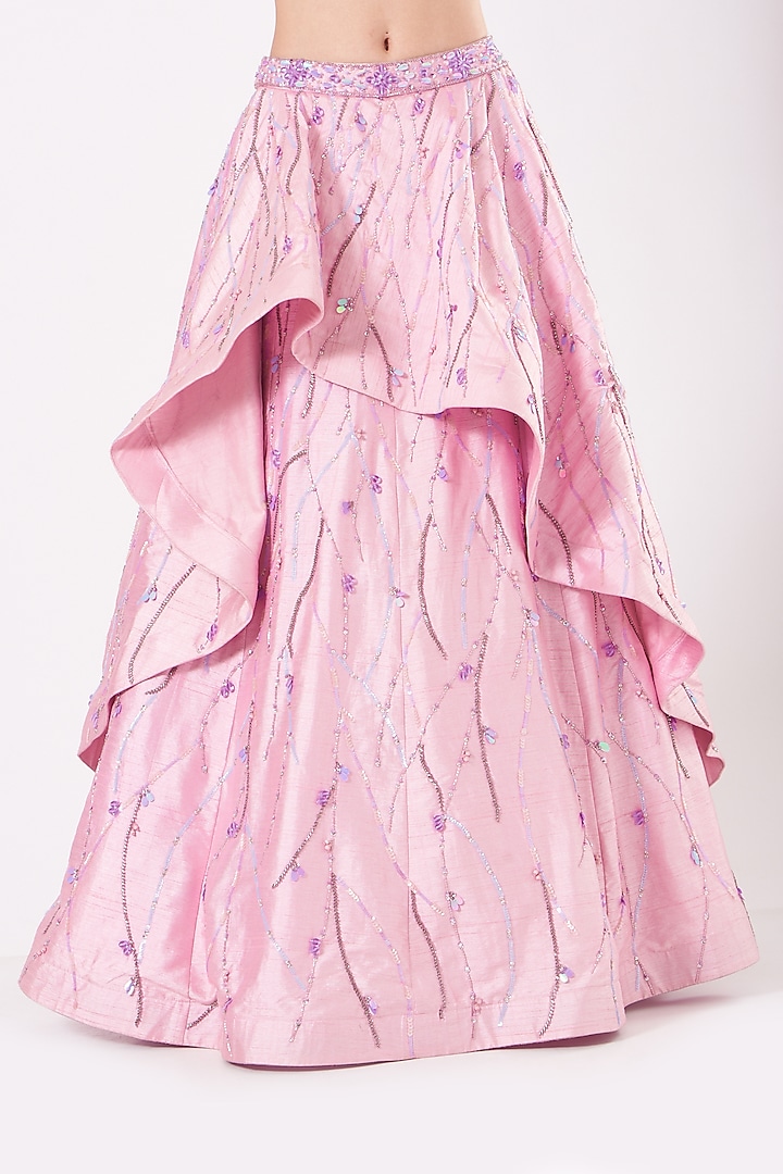 Blush Pink Embroidered Wedding Lehenga Set by AMIT GT at Pernia's Pop Up Shop