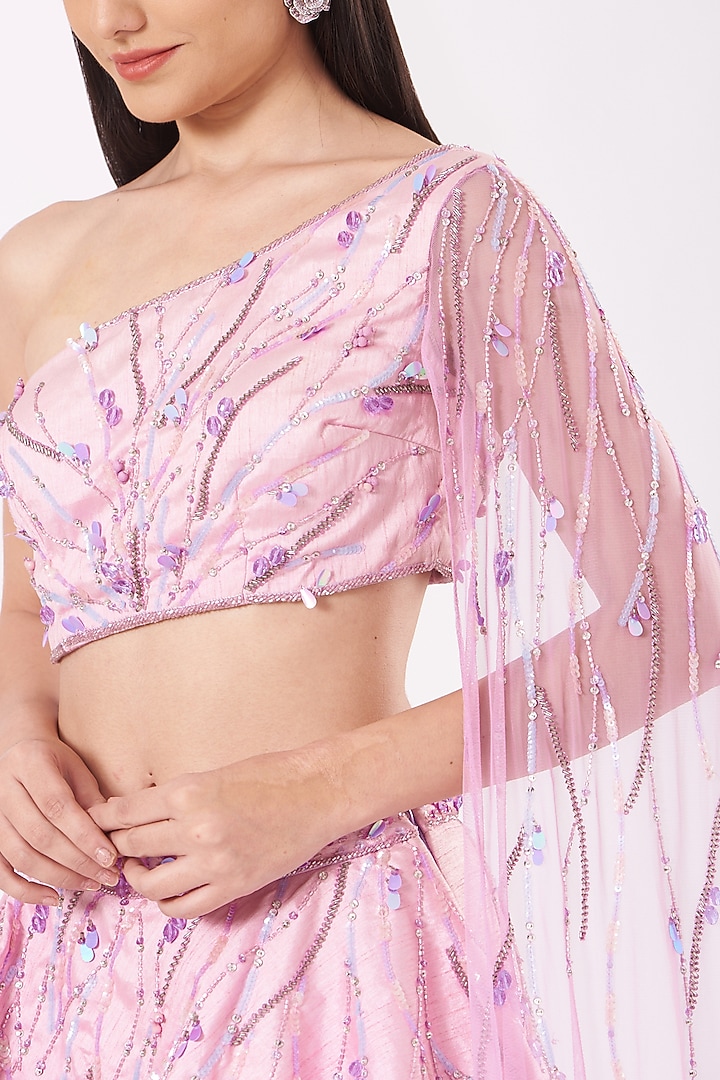 Blush Pink Embroidered Wedding Lehenga Set by AMIT GT at Pernia's Pop Up Shop