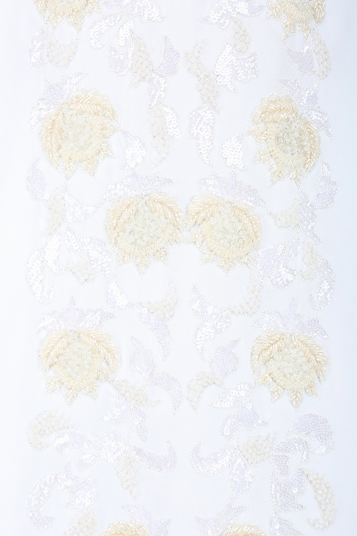Off white and gold 3D floral embroidered ball gown available only at Pernia's Pop Up Shop.