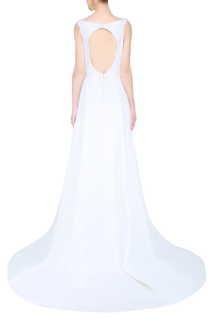 Off white 3D floral textured and beaded ball gown available only at Pernia's Pop Up Shop.