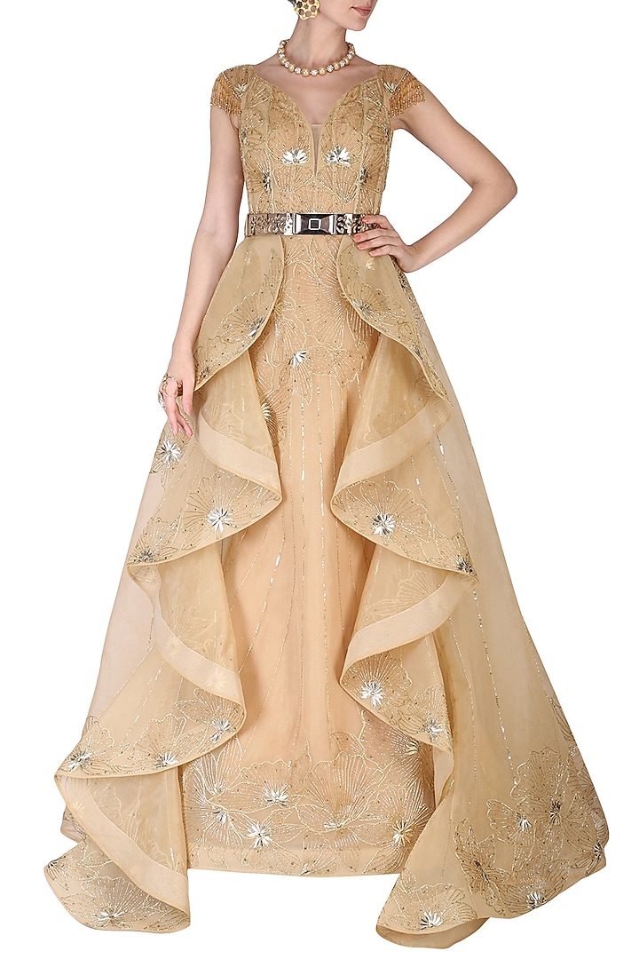 Golden embroidered gown available only at Pernia's Pop Up Shop.