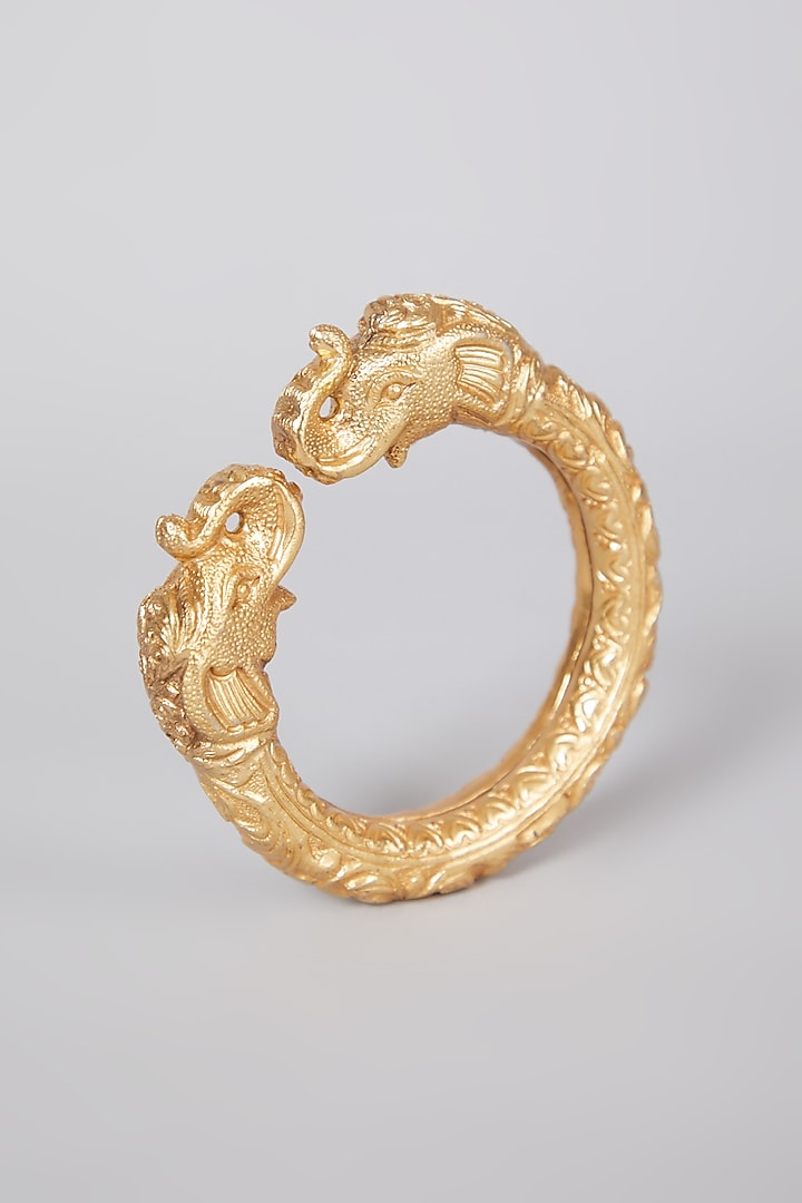 Gold Finish Bangle In Sterling Silver by Aaharya at Pernia's Pop Up Shop