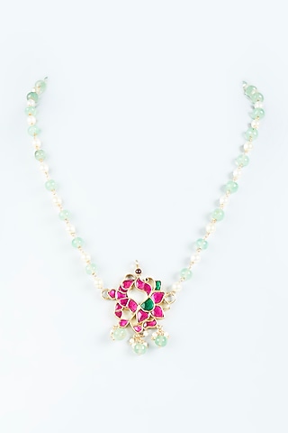 Gold Finish Handcrafted Necklace In Sterling Silver by Aaharya