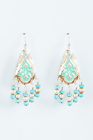 White Finish Earrings In Sterling SIlver by Aaharya