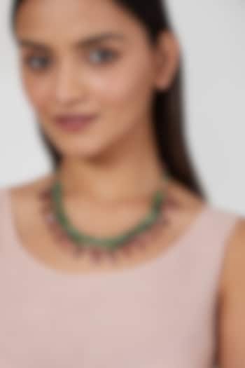Pink & Green Gemstone Choker Necklace by Aaharya
