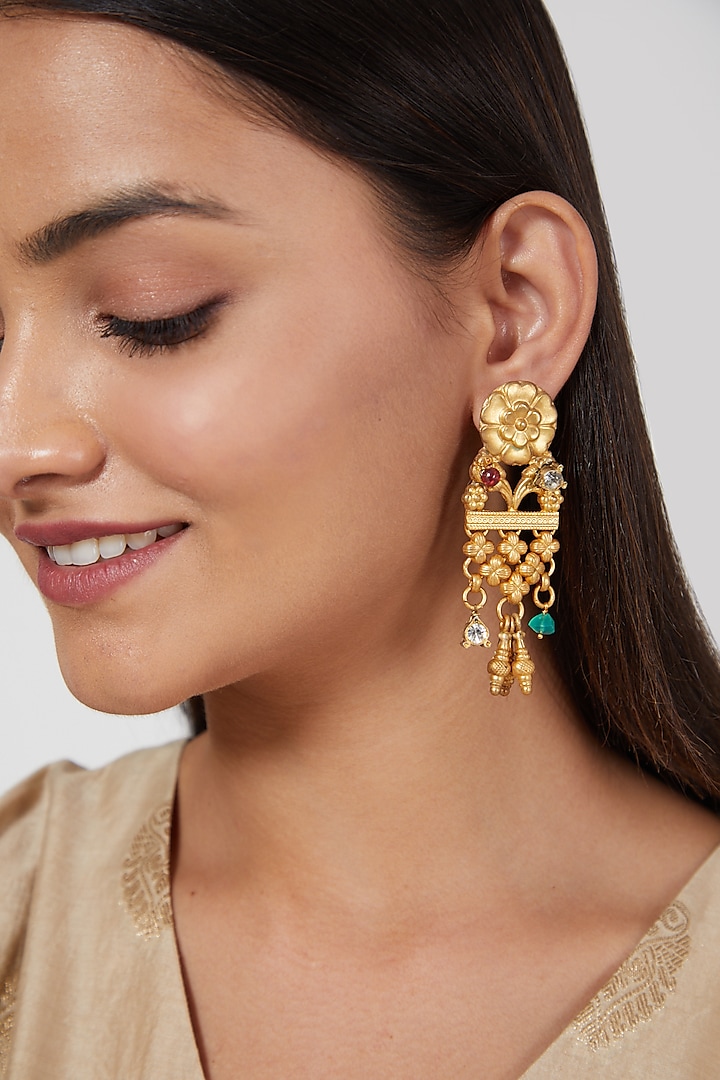 Gold Plated Handcrafted Earrings by Aaharya