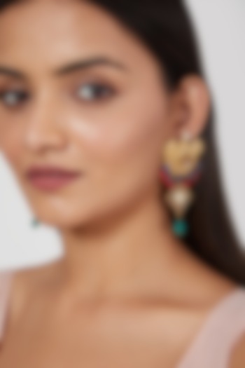 Gold Finish Earrings by Aaharya