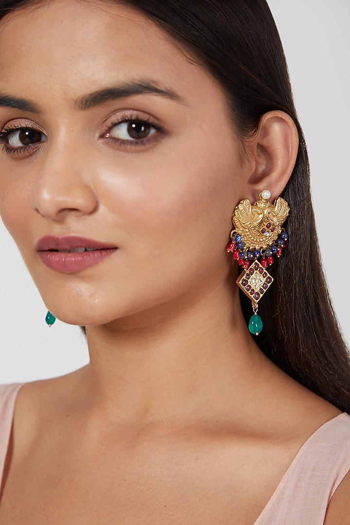 Gold Finish Earrings by Aaharya