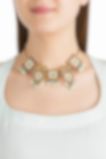 Gold Plated Kemp Stone Choker Necklace In Sterling Silver by Aaharya