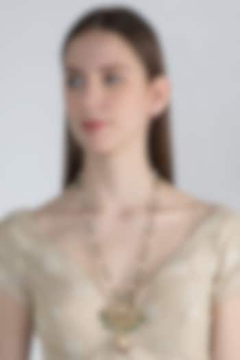 Gold Plated Kempstone & Pearl Necklace In Sterling Silver by Aaharya at Pernia's Pop Up Shop