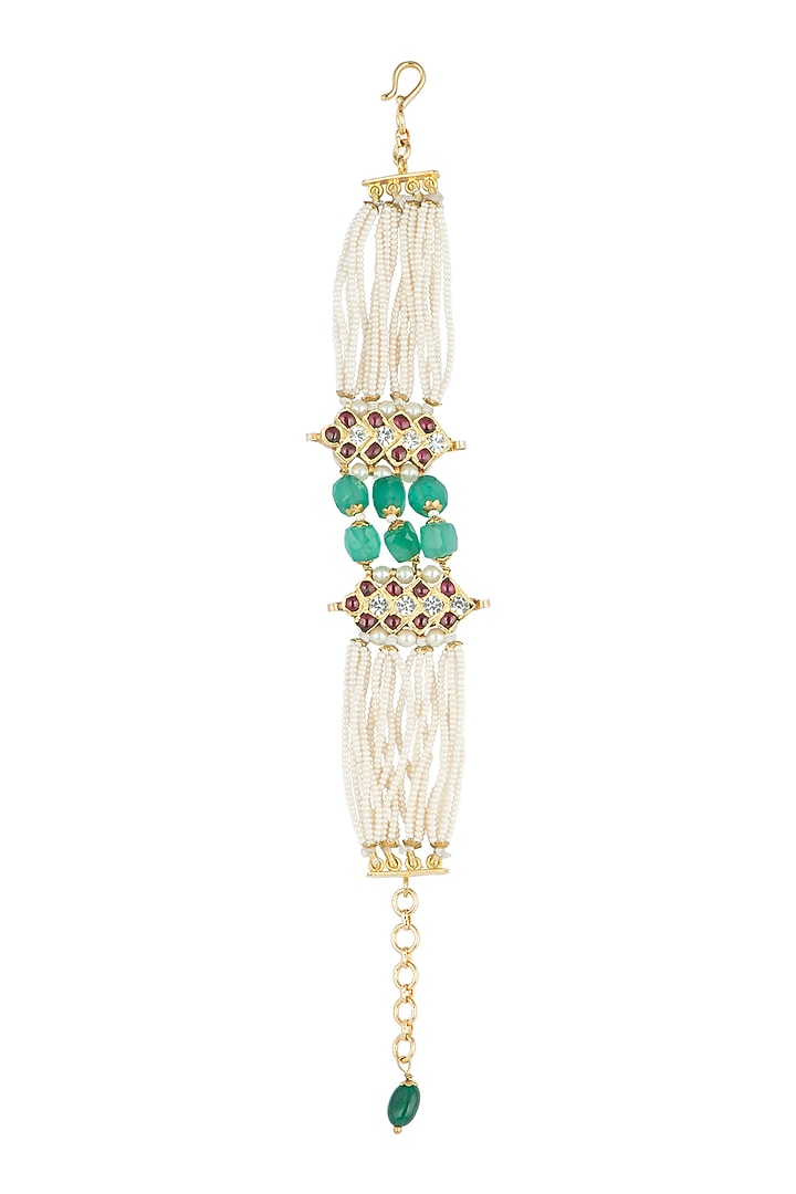 Gold Plated Handcrafted Bracelet In Sterling Silver by Aaharya at Pernia's Pop Up Shop