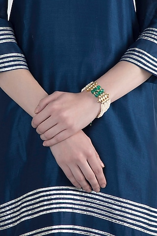Gold Plated Handcrafted Bracelet In Sterling Silver by Aaharya