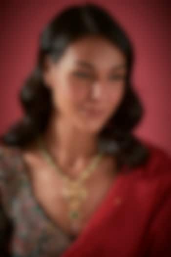 Gold Finish Cat Eye Gemstone Necklace In Sterling Silver by Aaharya at Pernia's Pop Up Shop