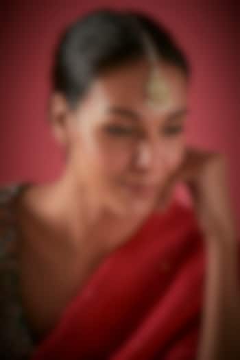 Gold Finish Peacock Maang Tikka In Sterling Silver by Aaharya at Pernia's Pop Up Shop