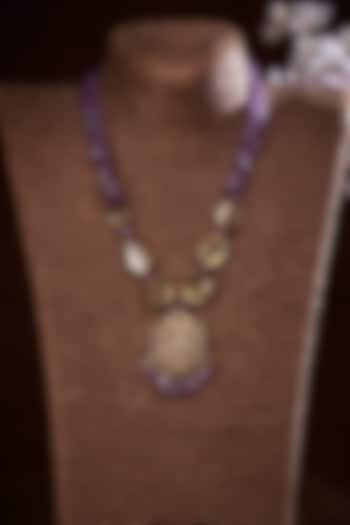 Gold Finish Purple Gemstone Handcrafted Necklace In Sterling Silver by Aaharya at Pernia's Pop Up Shop