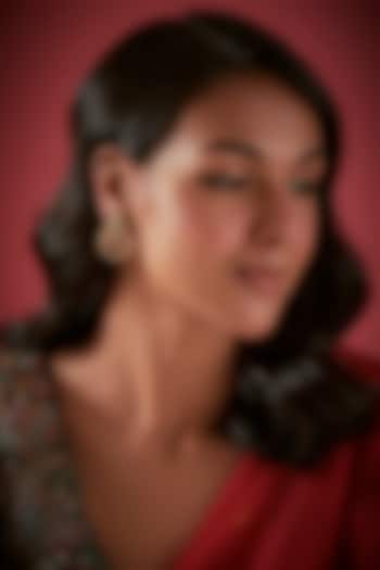 Gold Finish Chandbali Earrings In Sterling Silver by Aaharya at Pernia's Pop Up Shop