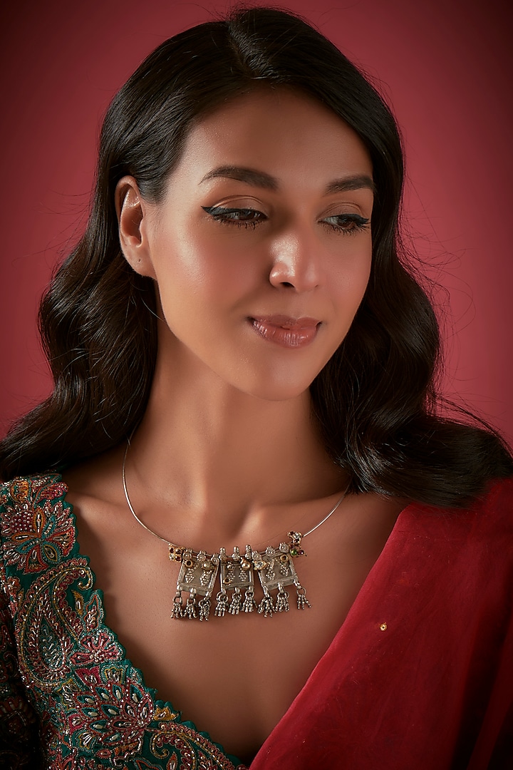 Gold Finish Necklace In Sterling Silver by Aaharya at Pernia's Pop Up Shop