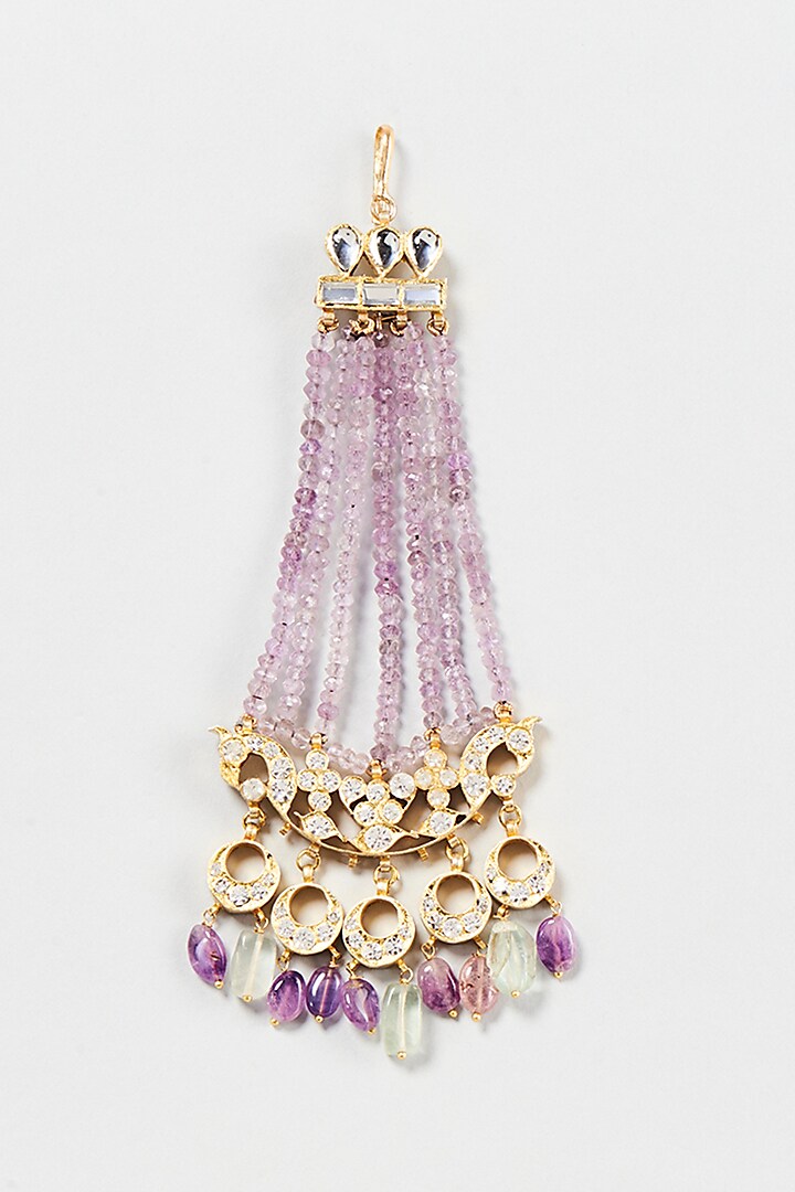Gold Finish Purple Stone Pasa In Sterling Silver by Aaharya