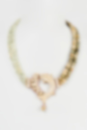 Gold Finish Multi-Colored Stone Necklace In Sterling Silver by Aaharya at Pernia's Pop Up Shop