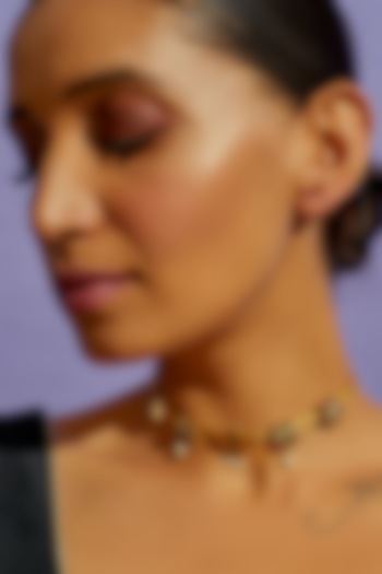 Gold Finish Red Stone Choker Necklace In Sterling Silver by Aaharya at Pernia's Pop Up Shop