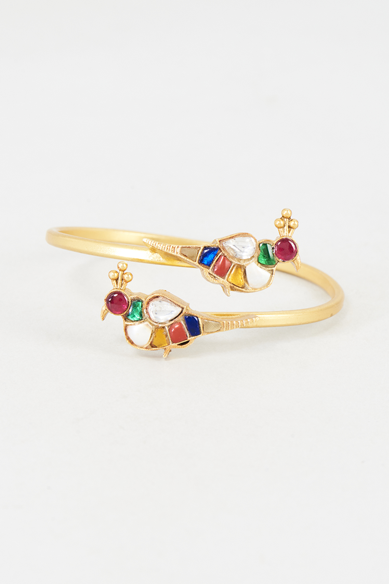 Gold Finish Multi-Colored Stone Bracelet In Sterling Silver by Aaharya