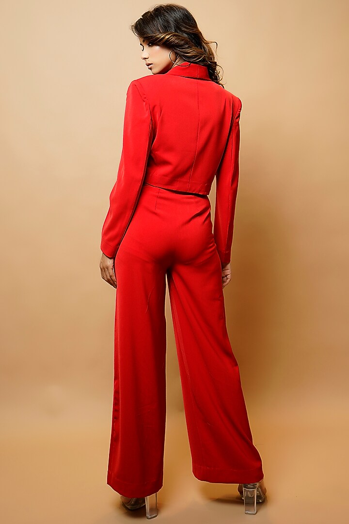 Hot Red Crepe Co-Ord Set by AHI CLOTHING at Pernia's Pop Up Shop