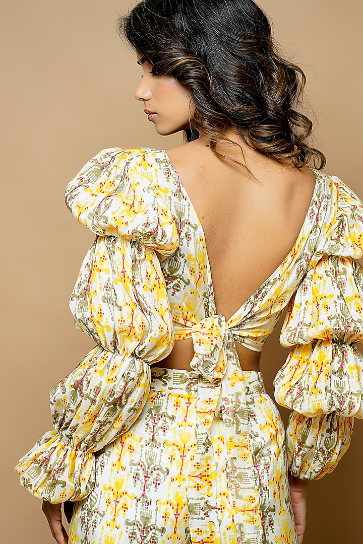 Yellow Hand Block Printed Co-Ord Set by AHI CLOTHING at Pernia's Pop Up Shop