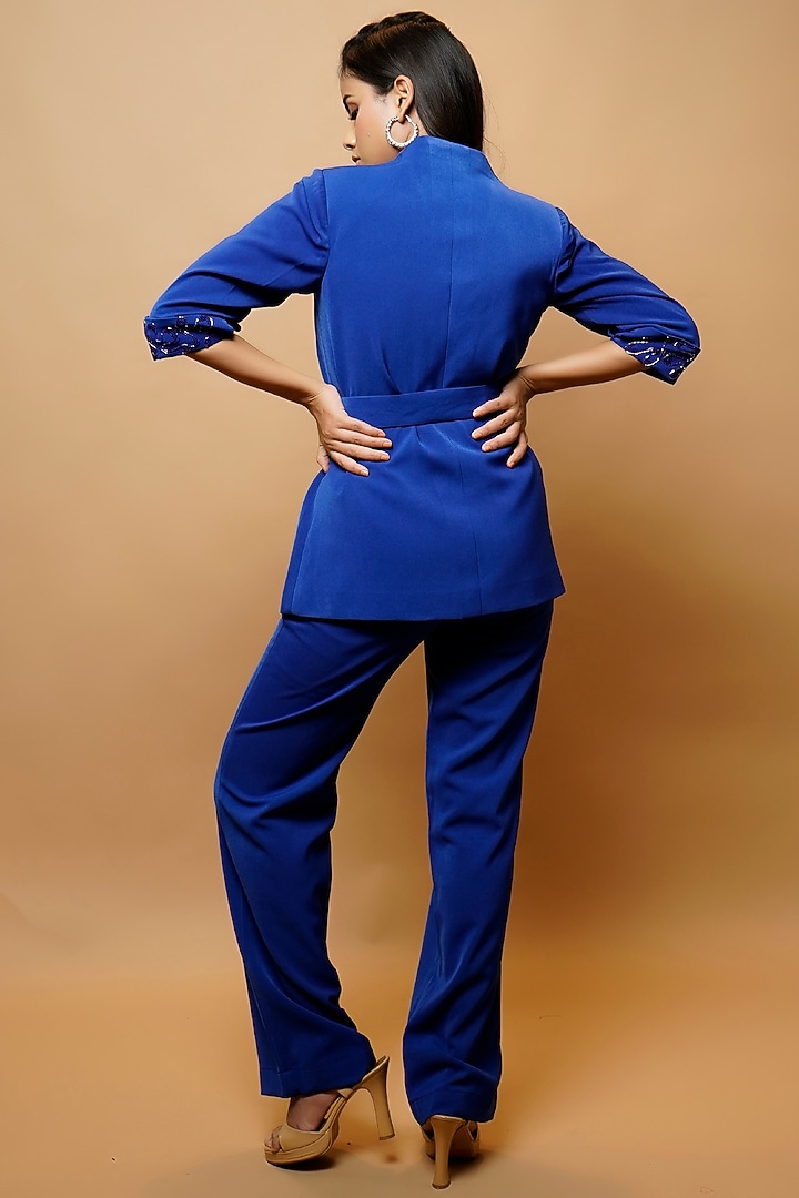 Royal Blue Crepe Co-Ord Set by AHI CLOTHING at Pernia's Pop Up Shop