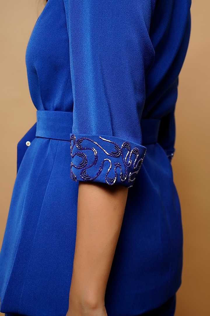Royal Blue Crepe Co-Ord Set by AHI CLOTHING at Pernia's Pop Up Shop