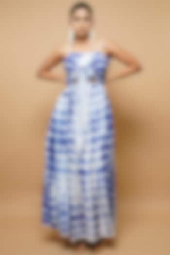 Blue & White Tie-Dye Dress by AHI CLOTHING