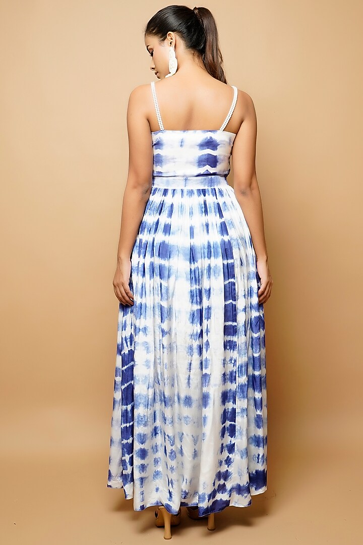 Blue & White Tie-Dye Summer Dress by AHI CLOTHING at Pernia's Pop Up Shop