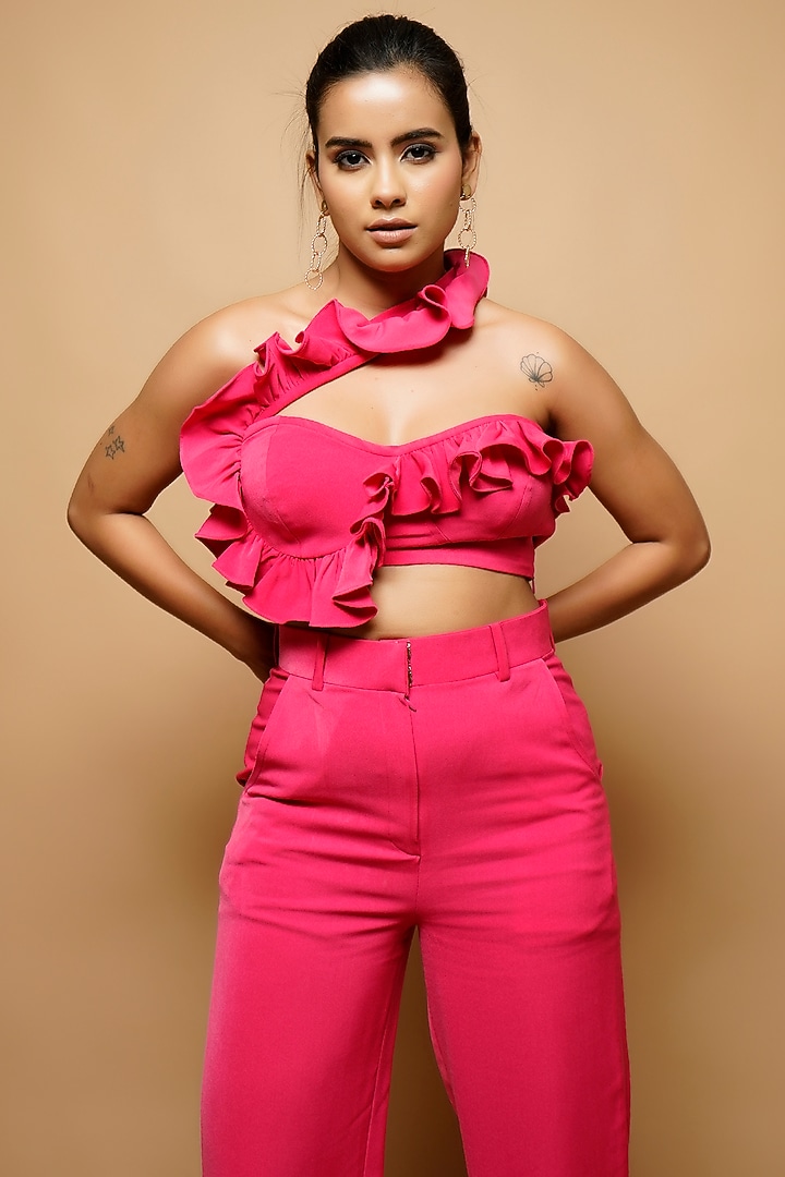 Hot Pink Crepe Co-Ord Set by AHI CLOTHING at Pernia's Pop Up Shop