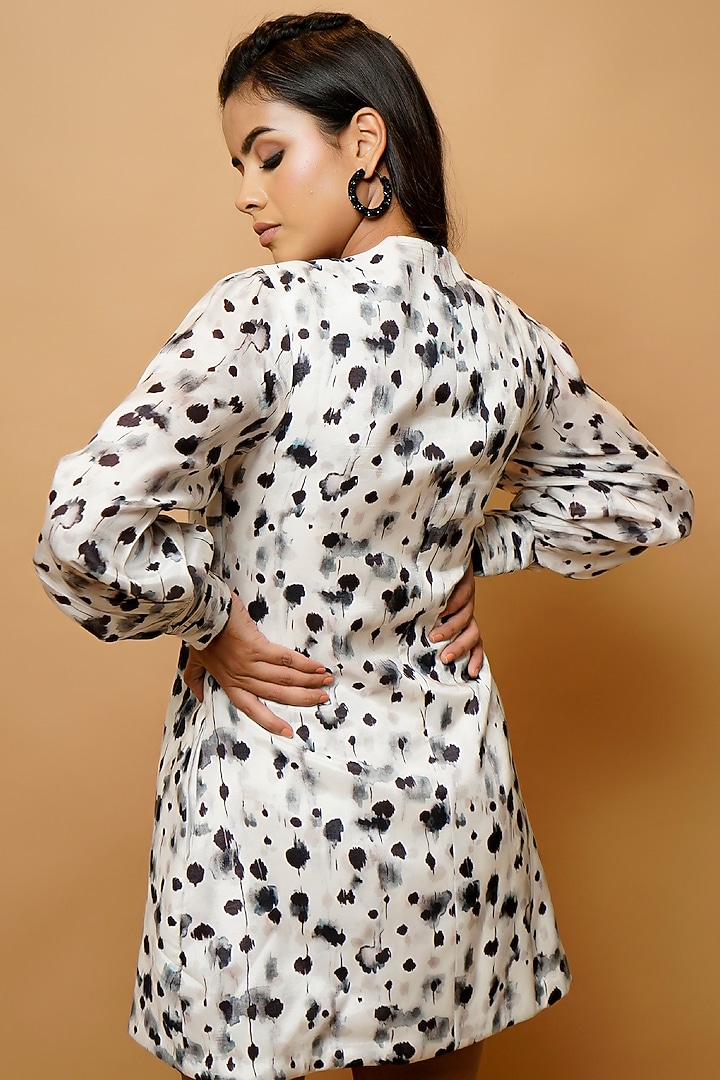 White & Black Digital Printed Jacket Summer Dress by AHI CLOTHING at Pernia's Pop Up Shop