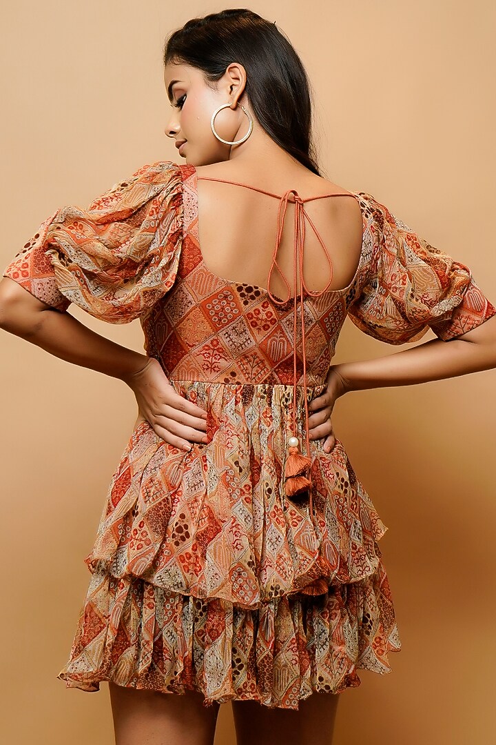 Rust Printed Summer Dress by AHI CLOTHING at Pernia's Pop Up Shop
