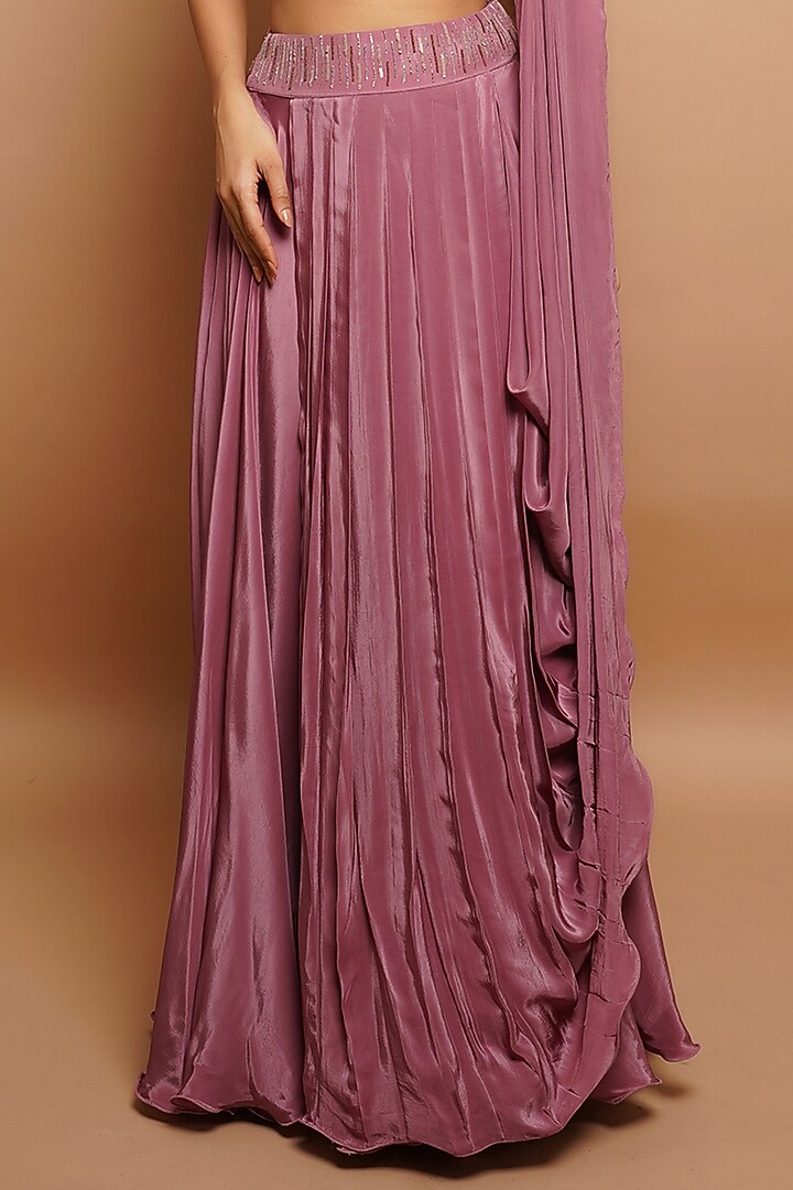 Onion Natural Crepe Embroidered Lehenga Set by AHI CLOTHING at Pernia's Pop Up Shop