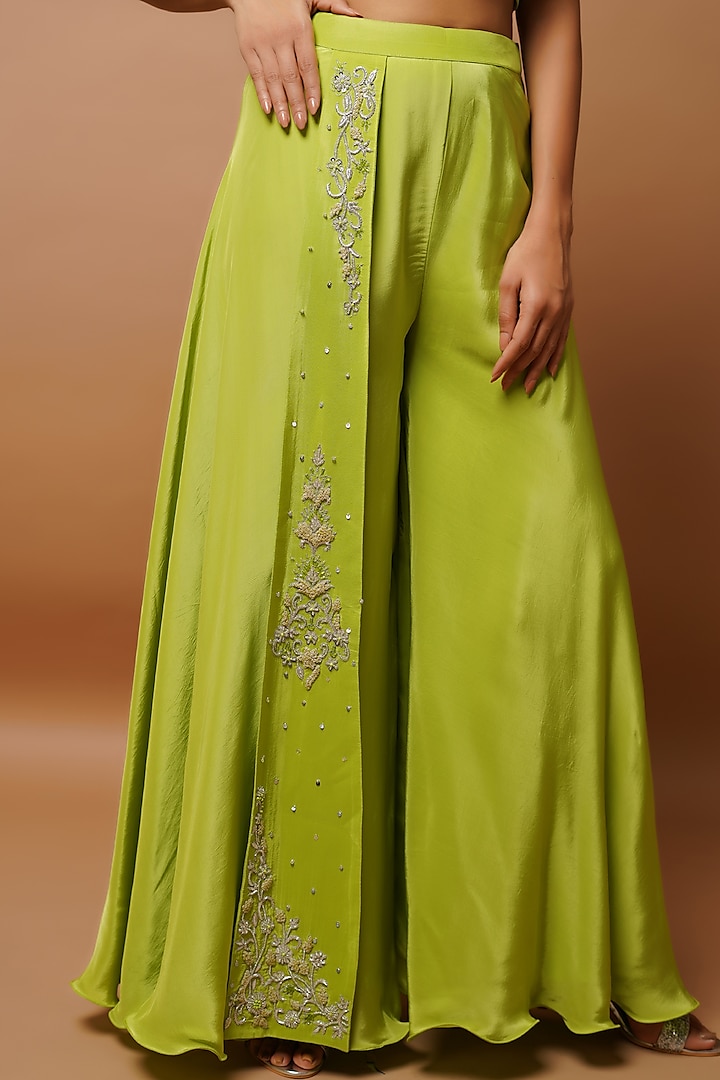 Bright Green Natural Crepe Embroidered Co-Ord Set by AHI CLOTHING at Pernia's Pop Up Shop
