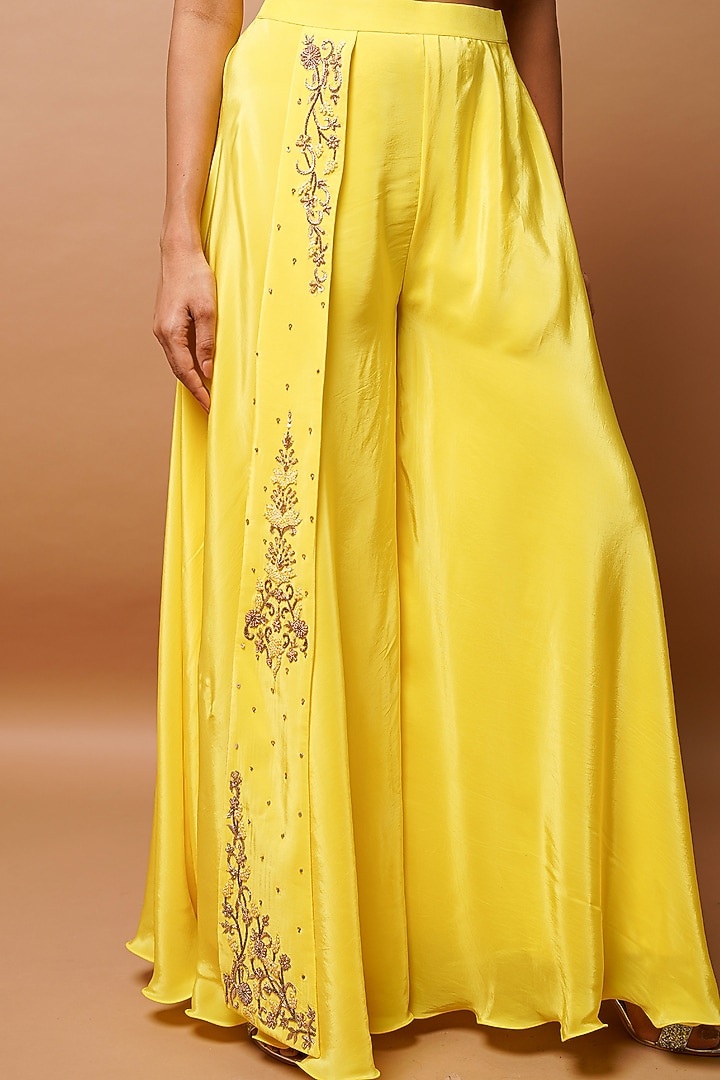 Bright Yellow Natural Crepe Embroidered Co-Ord Set by AHI CLOTHING at Pernia's Pop Up Shop
