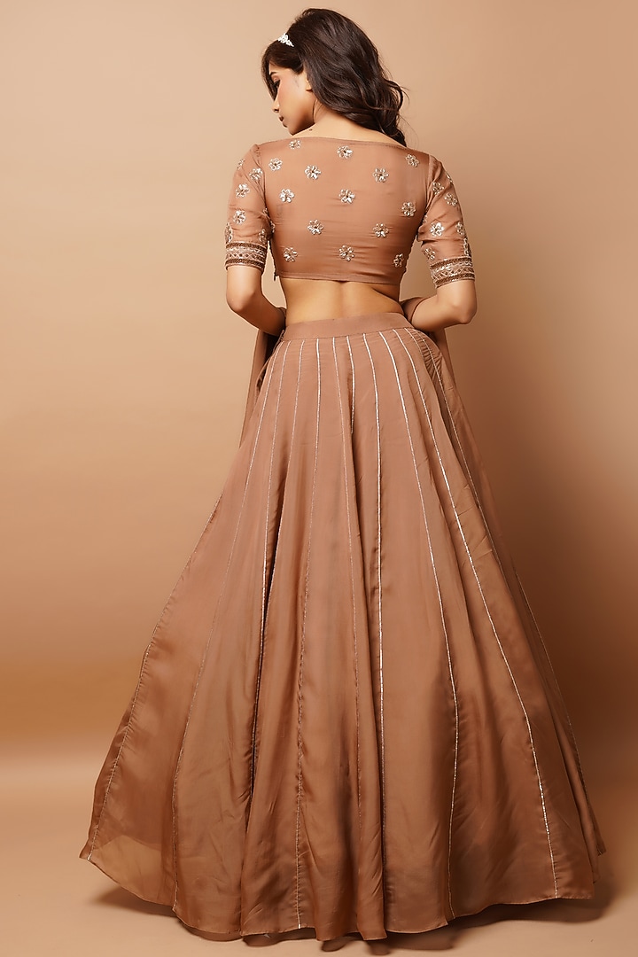 Gold Organza Wedding Lehenga Set by AHI CLOTHING at Pernia's Pop Up Shop