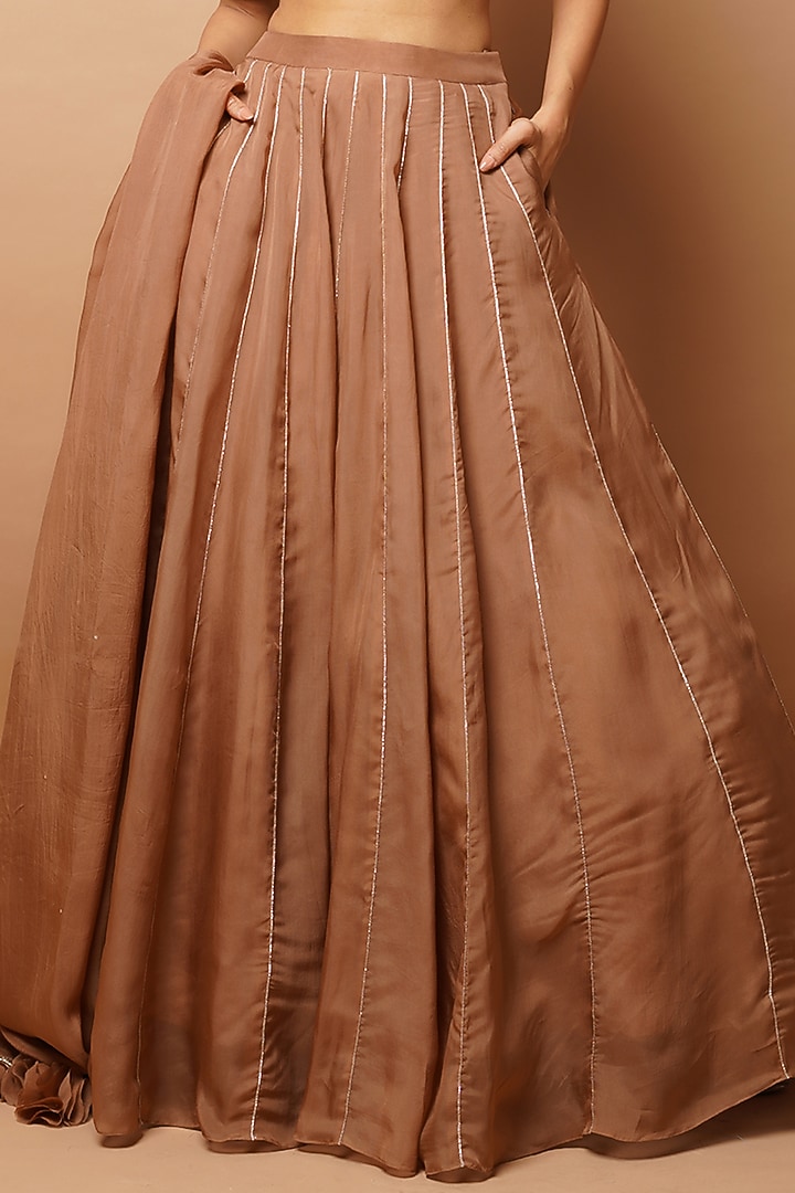 Gold Organza Wedding Lehenga Set by AHI CLOTHING at Pernia's Pop Up Shop