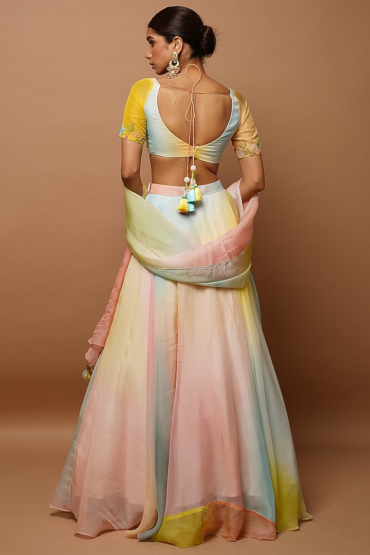 Multi-Colored Heavy Organza Wedding Lehenga Set by AHI CLOTHING at Pernia's Pop Up Shop