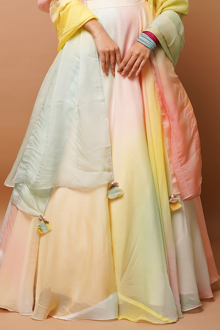 Multi-Colored Heavy Organza Wedding Lehenga Set by AHI CLOTHING at Pernia's Pop Up Shop