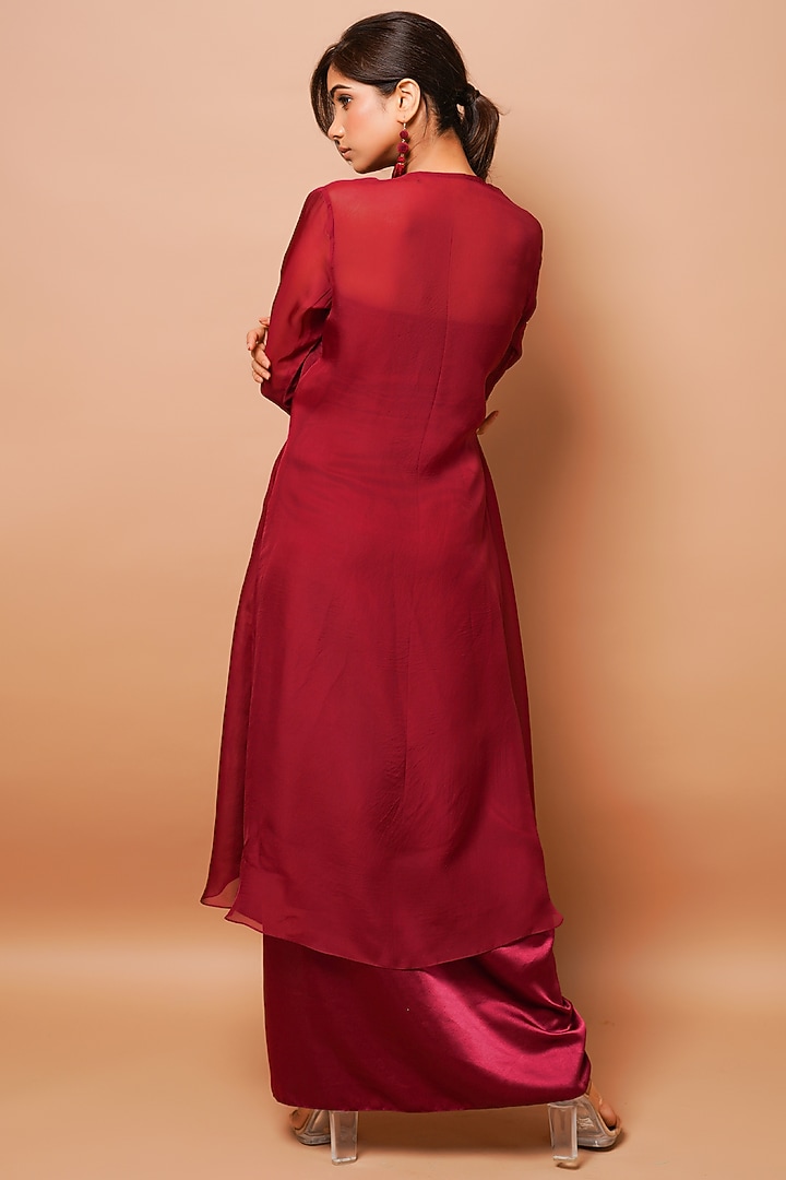 Wine Imported Satin Skirt Set by AHI CLOTHING at Pernia's Pop Up Shop